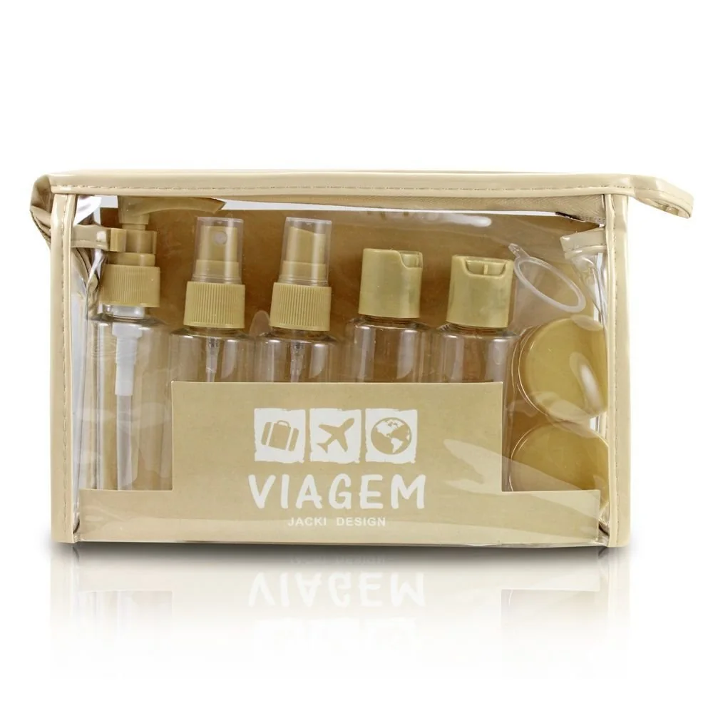 Kit de Frascos para Viagem de 10 Peças Bege