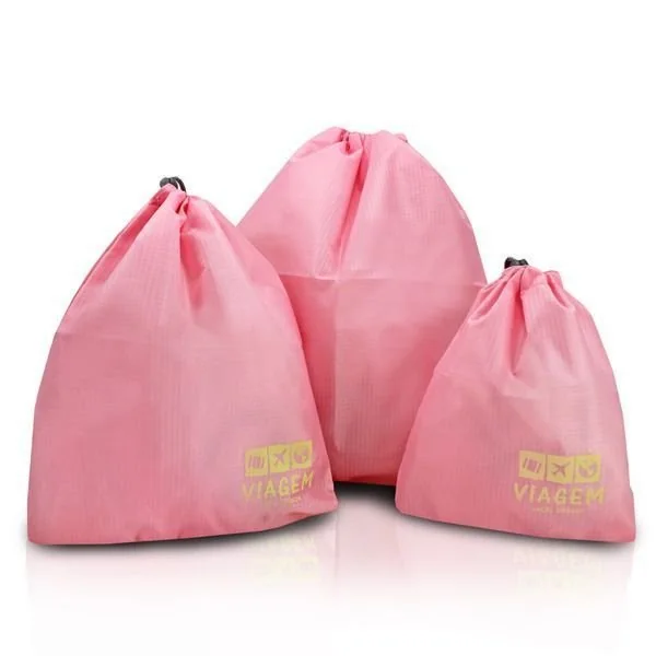 Kit Organizador De Malas De 3 Peças Rosa