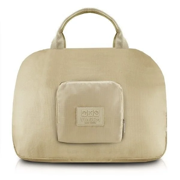 Bolsa de Viagem Dobrável Bege Redonda