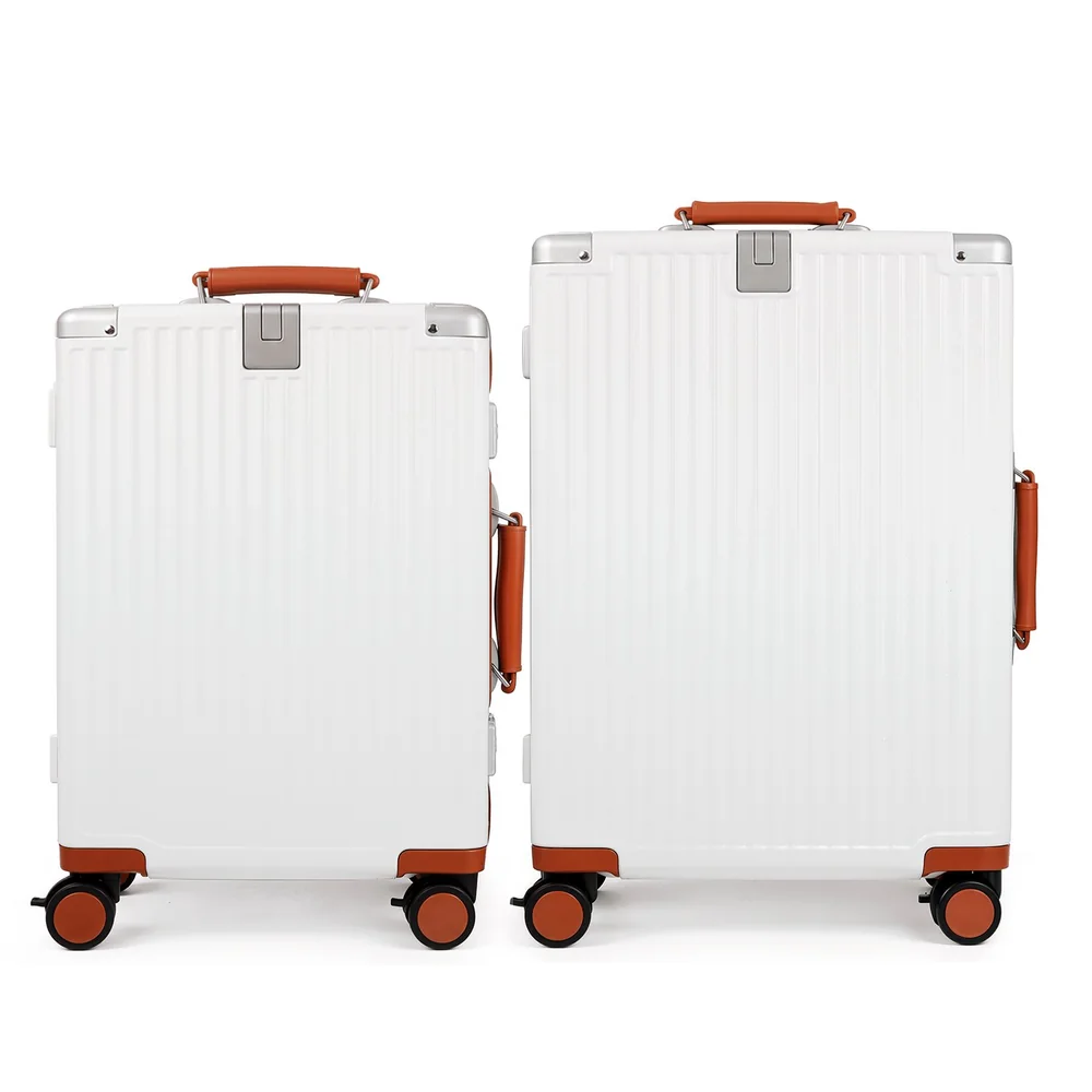 Conjunto Mala De Viagem Pequena 10 Kg E Média 23 Kg Policarbonato Capri Maloa Branco