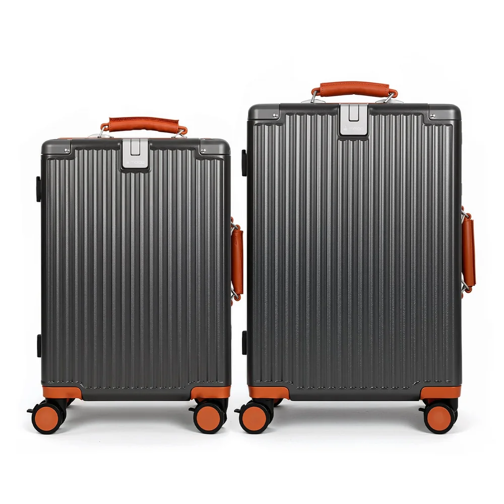 Conjunto Mala De Viagem Pequena 10 Kg E Média 23 Kg Policarbonato Capri Maloa Chumbo