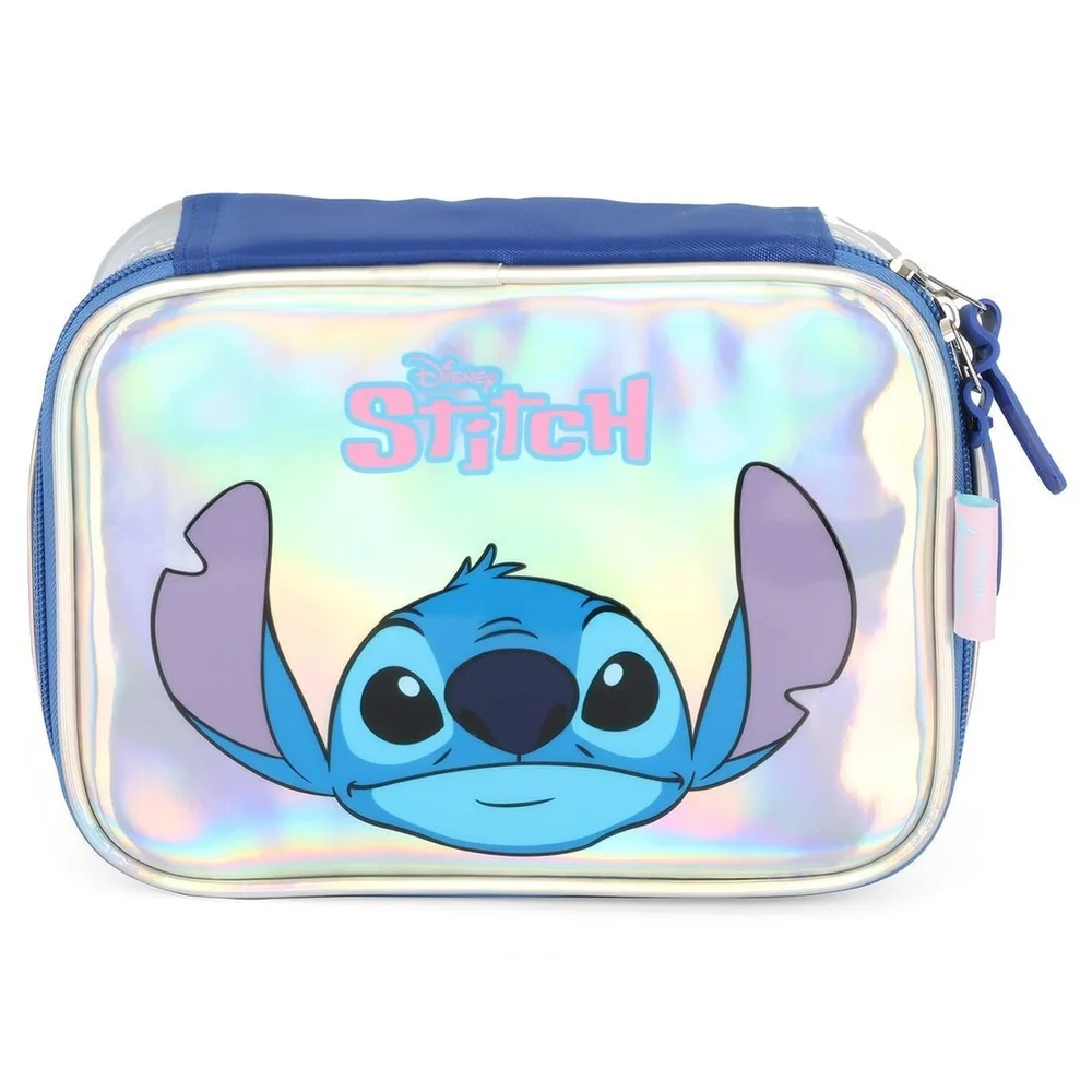 Estojo Escolar Infantil Holográfica Stitch Prata