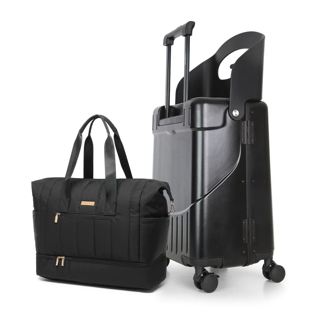 Kit De Mala De Viagem Pequena Grécia Preto Com Assento Infantil E Bolsa De Viagem Multifuncional Nomad Preto