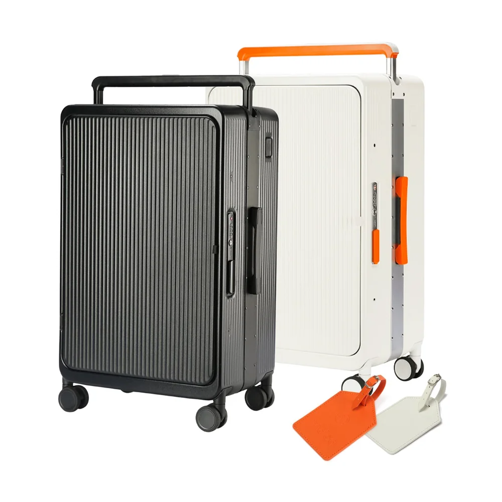 Kit Malas de Bordo 10kg Monaco Maloa Branco e Preto em Policarbonato com 2 Tags Decorativas