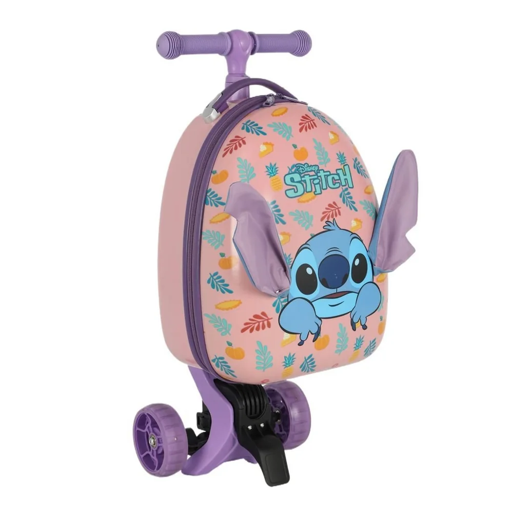 Mala De Viagem Infantil Com Patinete Em Policarbonato Stitch