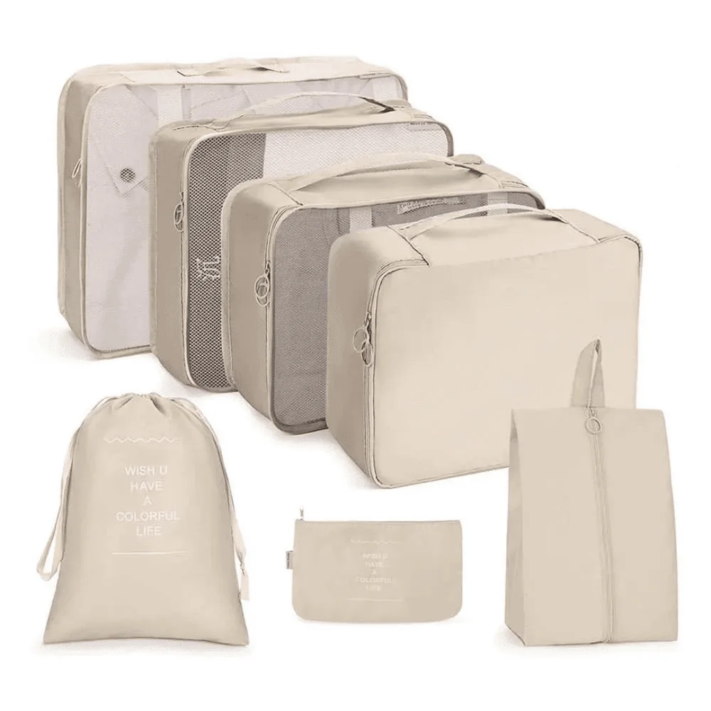 Kit Organizador De Mala 7 Peças Com Cinta