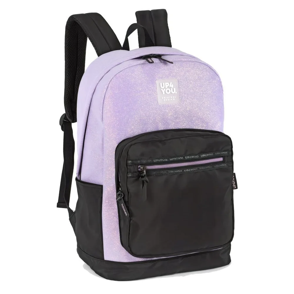 Mochila Escolar Juvenil Feminina Glitter Lilás