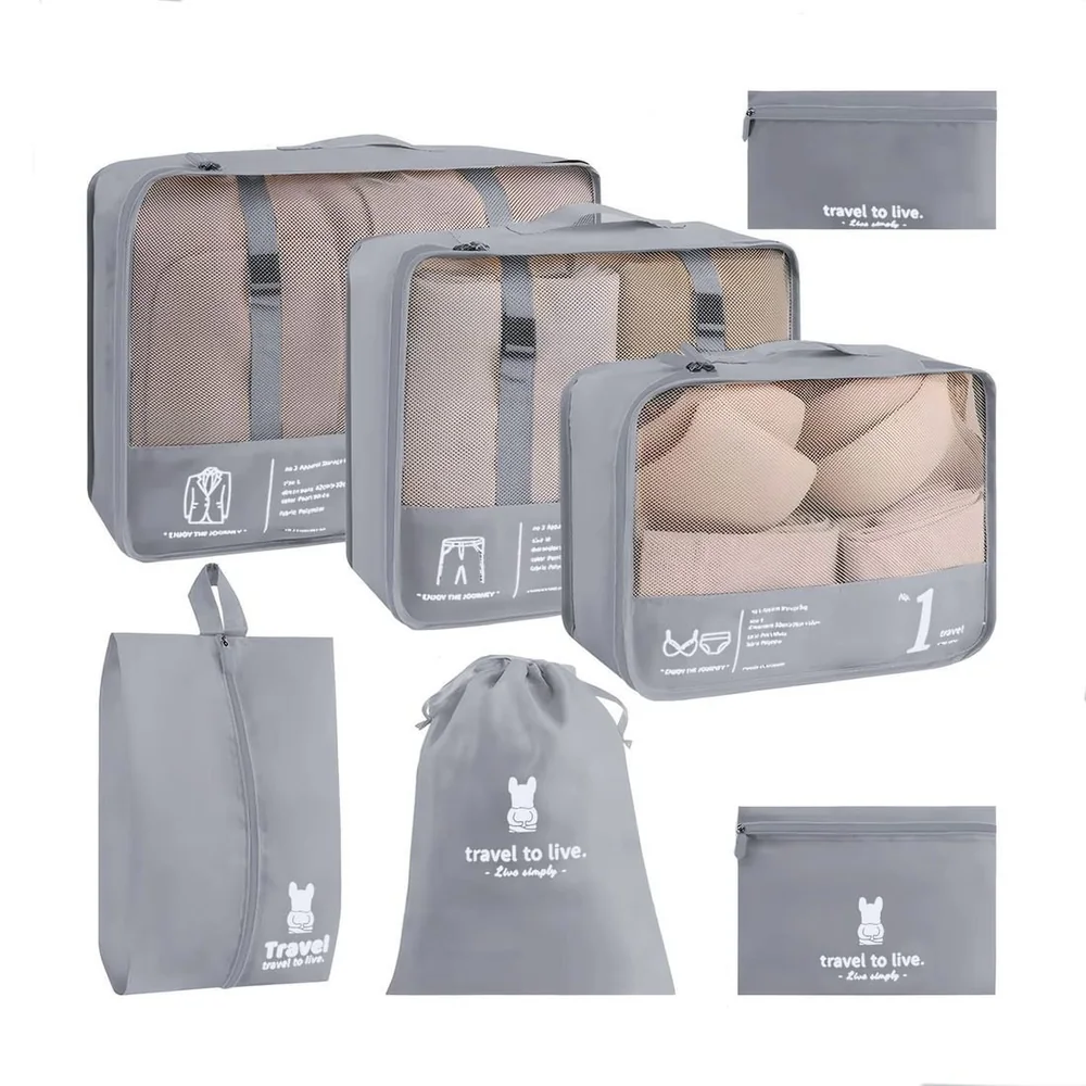 Kit Organizador De Mala 7 Peças Travel To Live