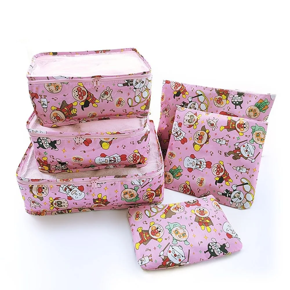 Kit Organizador De Mala 6 Peças Palhaços Rosa