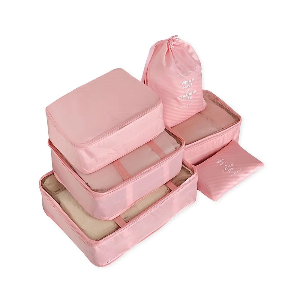 Kit Organizador De Mala 6 Peças Com Cinta Colorful Life