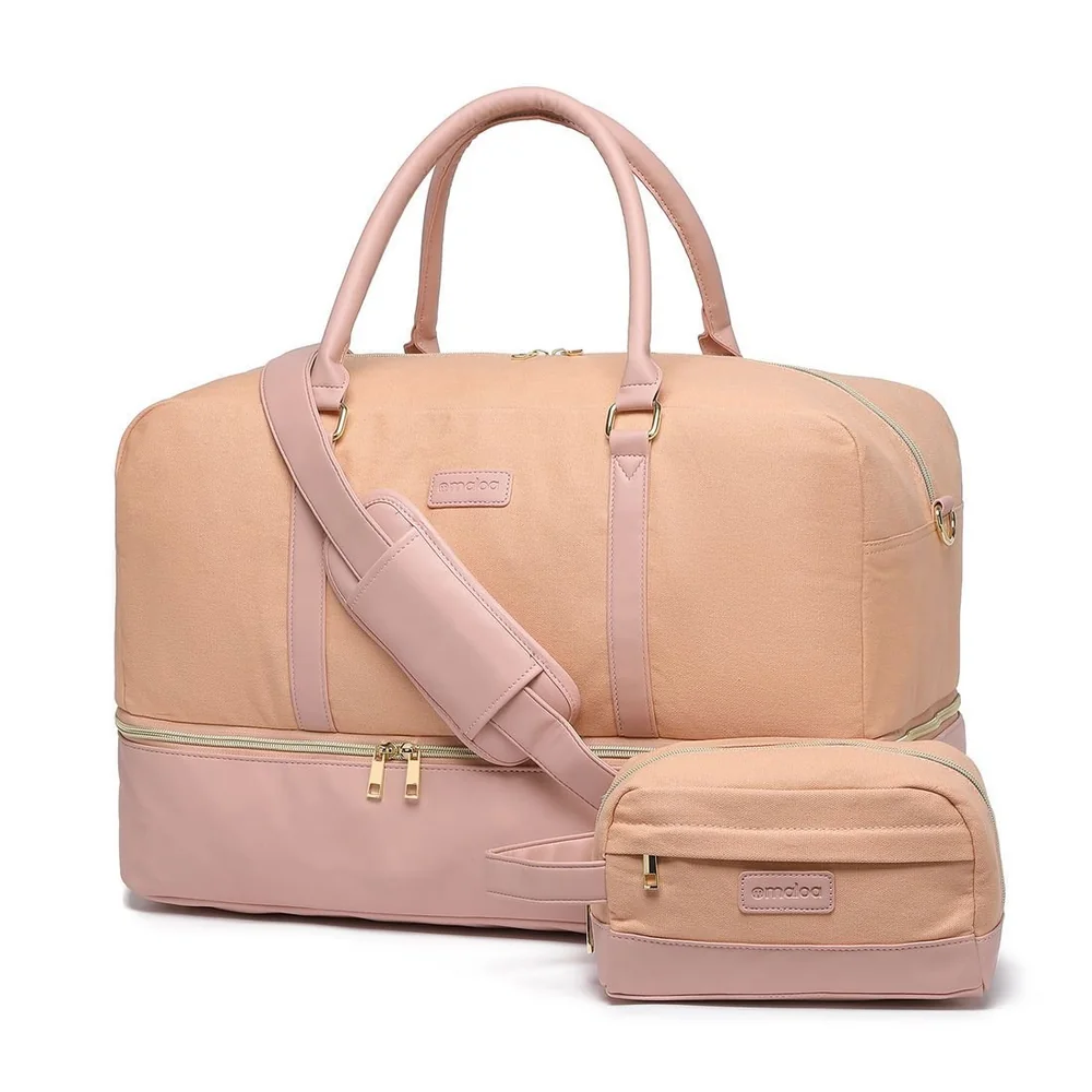 Bolsa De Viagem Em Lona Com Couro Sintético Urban Maloa Rosa